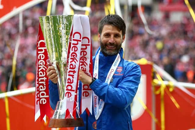 Danny Cowley lifted the EFL Trophy in 2018 while manager of Lincoln City.
