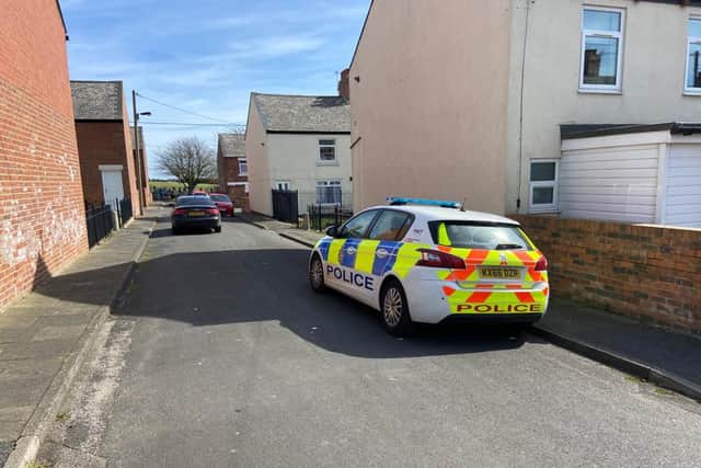 Police near the scene of the incident in Thomas Street in Easington Colliery.