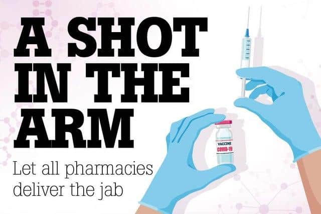 The Shot in the Arm campaign is calling for pharmacies to be permitted to distribute Covid-19 vaccines.