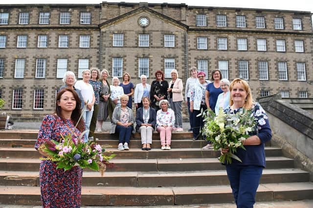 L to R Tracey Russell, Ushaw Historic House, Flower Fest Volunteers and R, flower arranger Pam Oliver