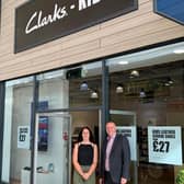 Claire Anderson, Clarks Kids Store Manager and Dalton Park Centre Manager Jerry Hatch.