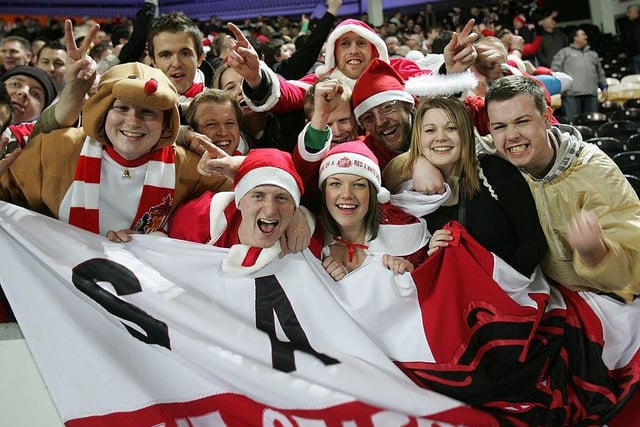Sunderland fans celebrate victory at Hull City on December 20, 2008.