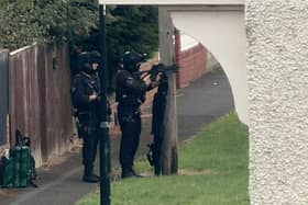 Armed police pictured in Shiney Row on Thursday afternoon following a "disturbance".