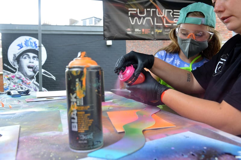 Grace Norton, 5 at the Future Walls art project who ran spray painting workshops across the weekend.