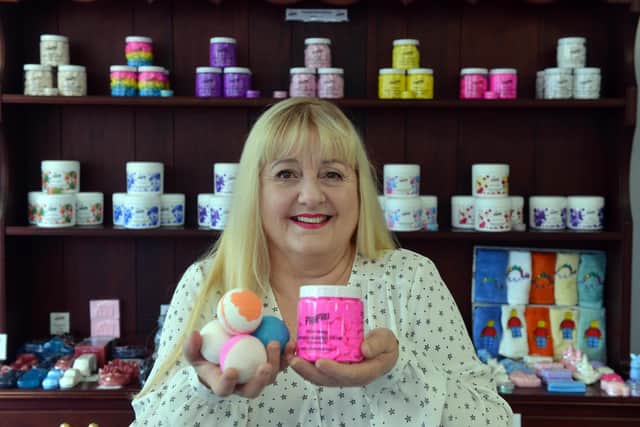 Fru Fru & Friends local handmade gifts shop opens up in Grangetown. Owner Jean Ross.