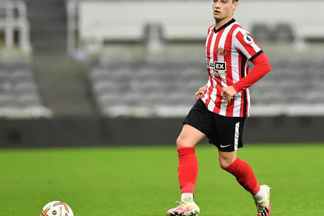 Niall Huggins playing for Sunderland Under-21s against Newcastle at St James' Park.