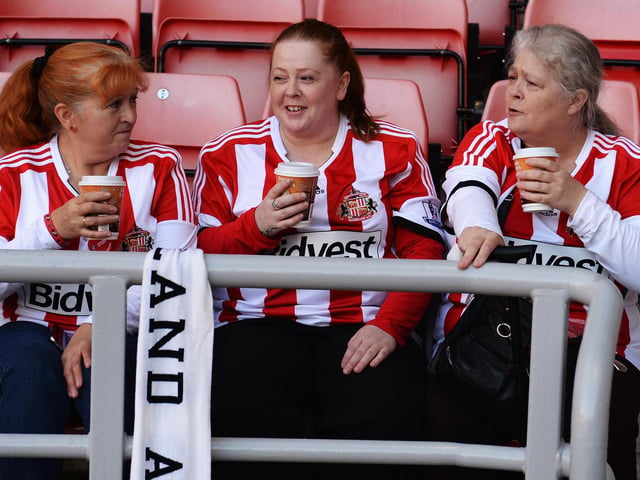 Sunderland fans enjoy a drink prior to the Premier League match between Sunderland and Manchester United at the Stadium of Light on October 5, 2013.