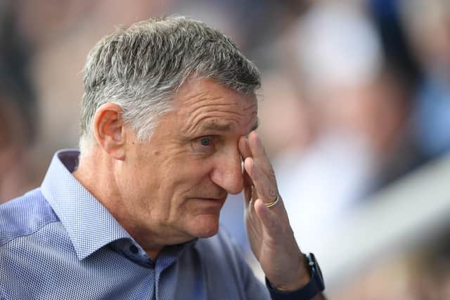 PETERBOROUGH, ENGLAND - APRIL 15: Tony Mowbray, Manager of Blackburn Rovers reacts prior to the Sky Bet Championship match between Peterborough United and Blackburn Rovers at London Road Stadium on April 15, 2022 in Peterborough, England. (Photo by Harriet Lander/Getty Images)