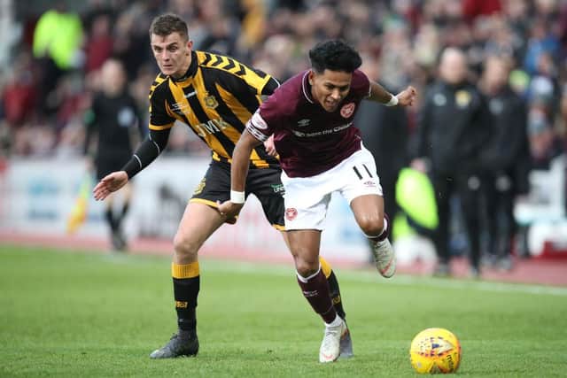 Demetri Mitchell during his loan spell with Hearts