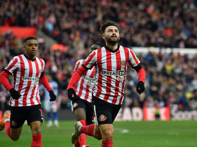 Patrick Roberts celebrates at the Stadium of Light after scoring against Reading.