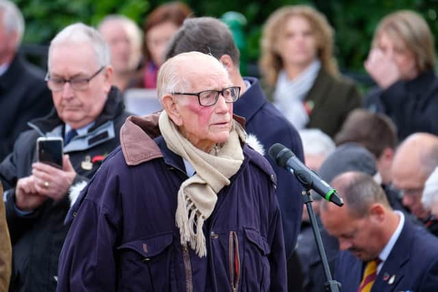 Len Gibson pictured as he read out the Far East Prisoner of War Prayer at the 2019 at Sunderland's Remembrance Service.