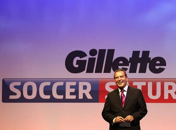 Jeff Stelling addresses the audience during Gillette Soccer Saturday Live with Jeff Stelling on March 19, 2012 at the Bournemouth International Centre in Bournemouth, England.  (Photo by Bryn Lennon/Getty Images)