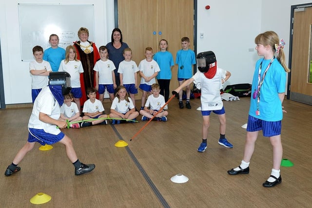 Year 3 fencers put on a show for the Mayor of Sunderland councillor Doris MacKnight in 2017.