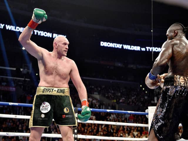 Deontay Wilder and Tyson Fury during the WBC Heavyweight Championship bout at the Staples Center in Los Angeles on December 1, 2018. Picture by Lionel Hahn/PA Wire