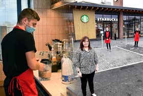 A look at the new Starbucks drive-thru on Peterlee Park.