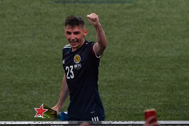 Billy Gilmour playing for Scotland.