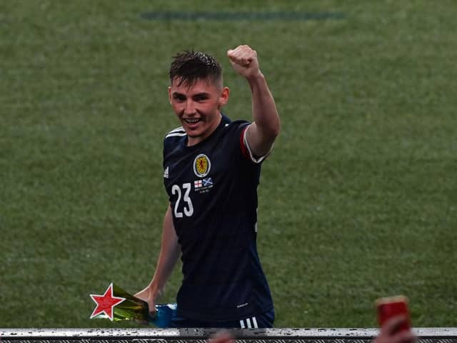 Billy Gilmour playing for Scotland.