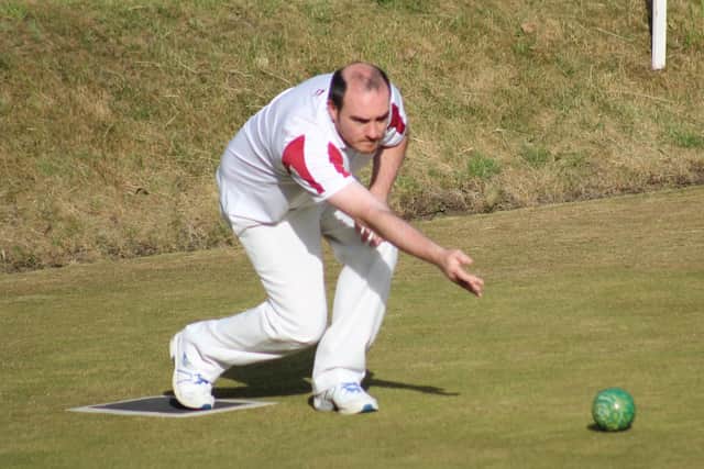 Roker Marine's Peter Thomson in action on the green.