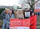 Councillors and driving instructors gather outside the closed South Tyneside driving test centre demanding it is reopened..