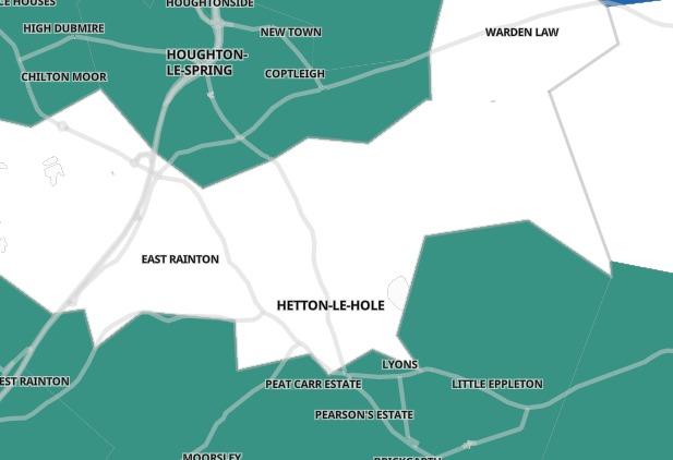 In the seven days leading up to June 1, less than three cases have been recorded in Hetton-le-Hole North so no data is available in order to protect individuals' identities.