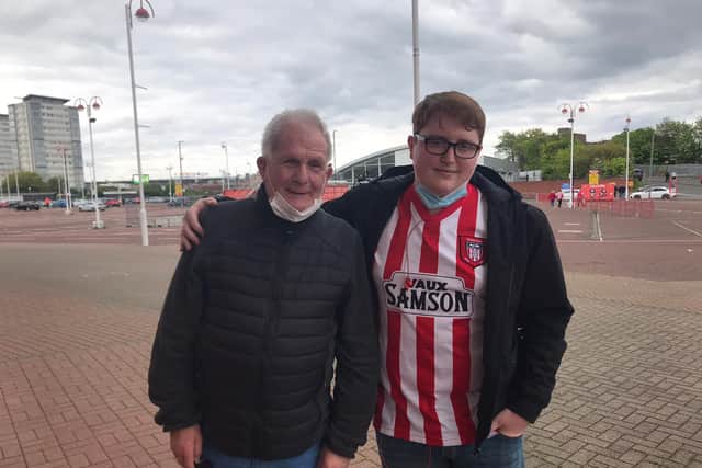 Alex Clark, 22 with his grandfather Malcolm Wates, 74 from Peterlee