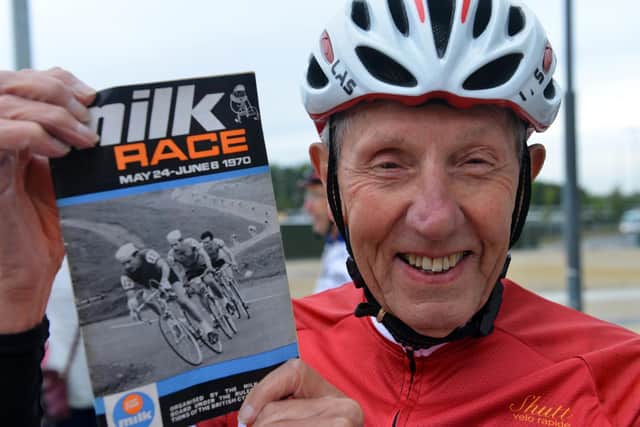 Eddie McGourley, 80, with the programme from the 1970 Milk Race where he was crowned King of the Mountains.