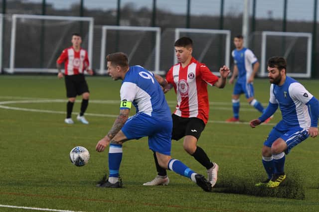 Sunderland West End (red/white) against Easington Colliery at the Ford Sports Hub Sports Complex, Sunderland, on Saturday.