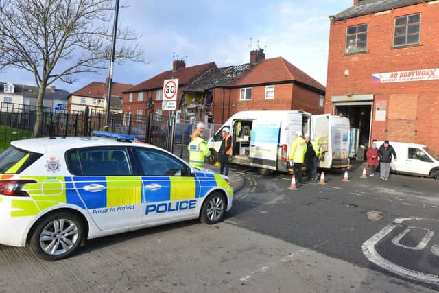 Northern Gas Networks' engineers at the scene along with the police as investigations continue to confirm the cause of the explosion.