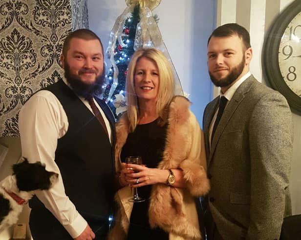 Andy Turnbull pictured with mum Karen and brother Dan.