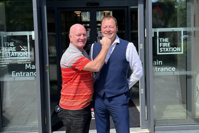 Wallop! Former boxer Billy Hardy, left, will be interviewed by journalist Graeme Anderson and will take questions from the audience before the play on Wednesday, June 21.