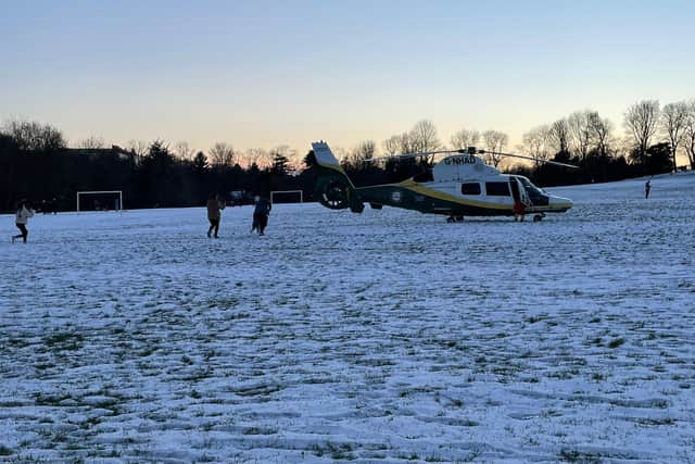 The Great North Air Ambulance landed in Barnes Park, Sunderland, following reports that a person had collapsed.