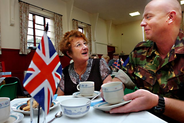 SSAFA day at St Aidan's Church in Grangetown and organiser Lily Turnbull sat down for a brew with Colour Sgt Steve Pitt.
