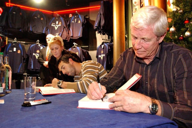 Julio Arca and Jimmy Montgomery signed books at the Stadium of Light club shop for adoring fans in 2005.