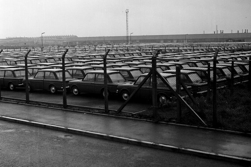 The new Hillman Imp outside the Rootes Factory at Linwood in Paisley - the car was launched in May 1963.
