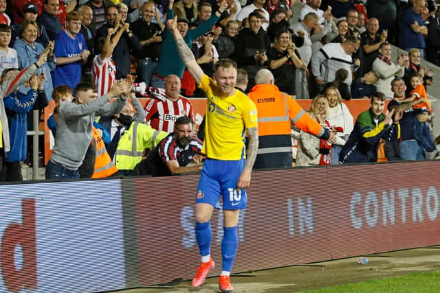 Aiden O'Brien celebrates scoring for Sunderland.
