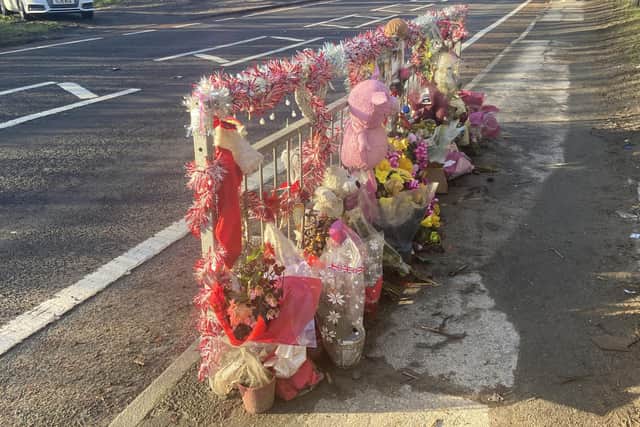Tributes have been left close to the scene of the collision on the A1086 Coast Road between Blackhall Colliery and Horden.