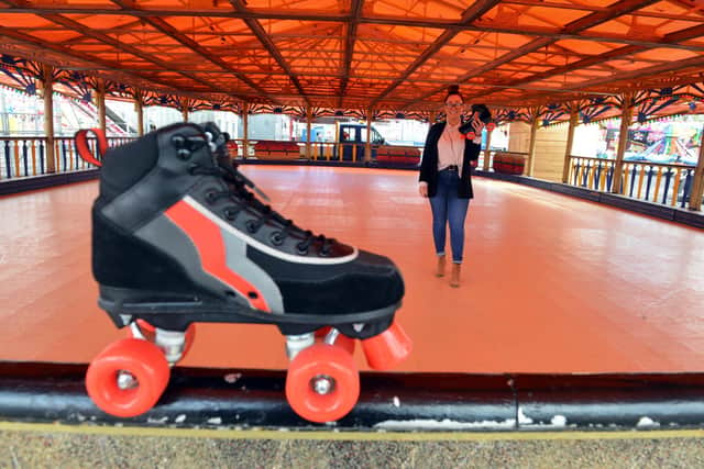 The new roller rink at Rainton Arena with Lauren Ferguson.