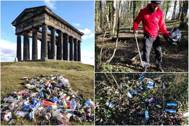 Images shared by the National Trust, showing the amount of rubbish its rangers have been faced with.