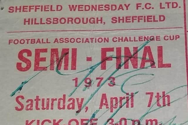 Brian's ticket for the FA Cup semi-final at Hillsborough.