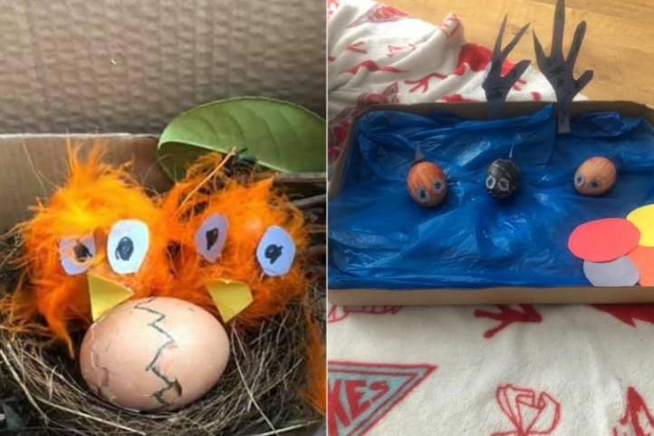 Eggs-cellent work by Tommy, age 5, and Ralphy, age 3.