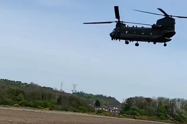 The RAF Chinook helicopter helped NHS chiefs visit the Nightingale Hospital being set up close to Sunderland's Nissan plant.