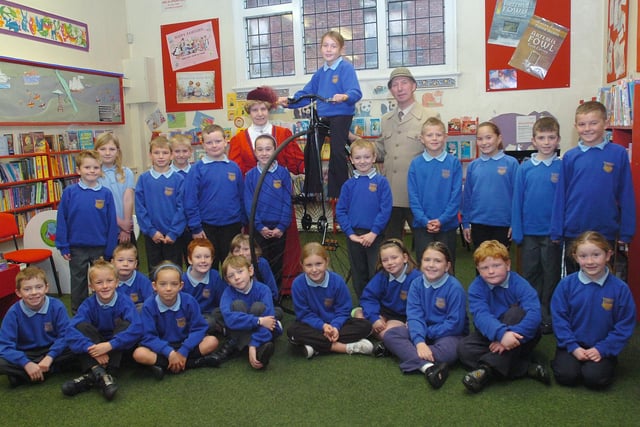 Year 4 pupils from St Benet's RC Primary School visited Monkwearmouth library to learn about the history of the penny-farthing in this photo from 2009.
