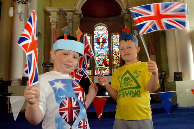 Charlie Nicklas and Brandon Ricketson at the Jubilee party held at  Sunderland Parish Church, in the East End in 2012.