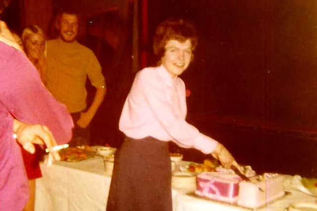 Viv pictured cutting the cake at her 21st birthday party.