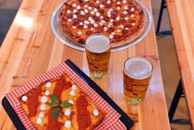 People can choose from either Detroit-style pizza or New York style