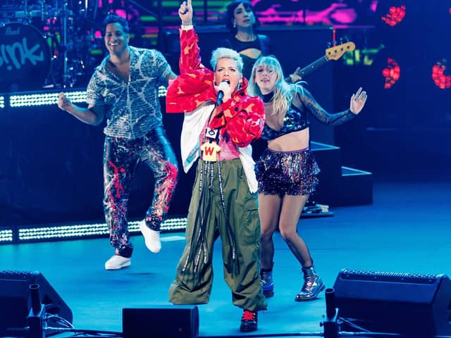 Pink performing at the Yaamava Theater at Yaamava Resort & Casino, California, in September. (Photo by Rich Polk/Getty Images for Yaamava' Resort & Casino)