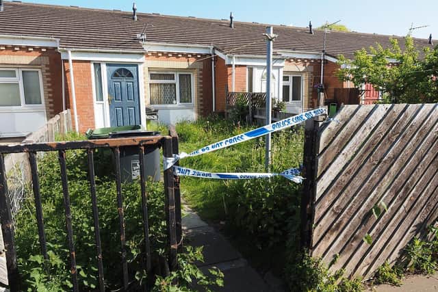 Police tape at a house in Spurn Walk, Hartlepool, where a murder inquiry is still ongoing.
