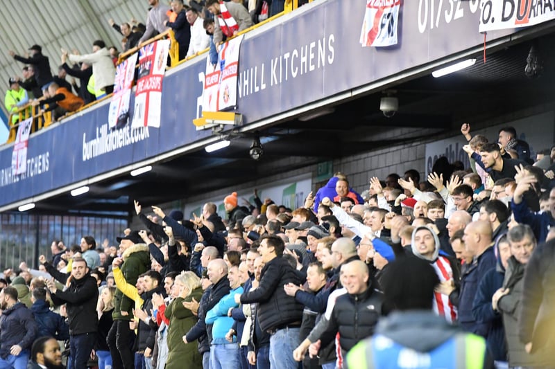 Sunderland fans photographed during the 1-1 draw away at Millwall in the Championship.