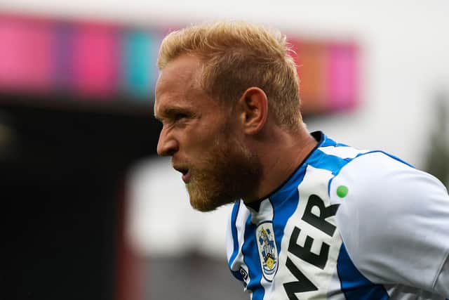 ROCHDALE, ENGLAND - JULY 17: Alex Pritchard of Huddersfield Town reacts during the Pre Season friendly between Rochdale and Huddersfield Town at Crown Oil Arena on July 17, 2019 in Rochdale, England. (Photo by George Wood/Getty Images)