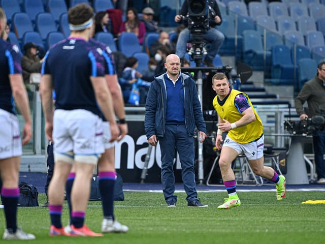 The whole front row was changed just before the hour mark, with Allan Dell, Stuart McInally and WP Nel coming on to play their part. Bradbury followed a couple of minutes later. There were also late run-outs for Adam Hastings, Jamie Hodgson, Sione Tuipulotu and Ben Vellacott, above, the latter making his debut.